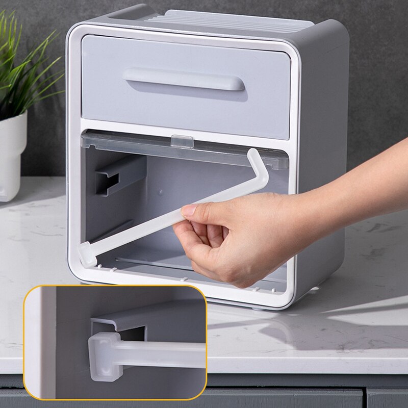 Multifunctional Tissue Storage Box Punch-free Waterproof Toilet Roll Paper Rack Wall-mounted Toilet Paper Drawer Box