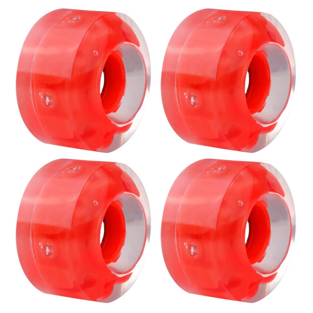 4pcs Luminous Light Up Roller Skate Wheels with Bearings Roller Skates Accessories DO2: Red
