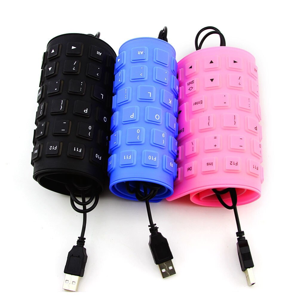 Foldable Silicone Keyboard USB Wired Silicon Flexible Soft Waterproof Roll Up Silica Gel Keyboard for PC Laptop Notebook