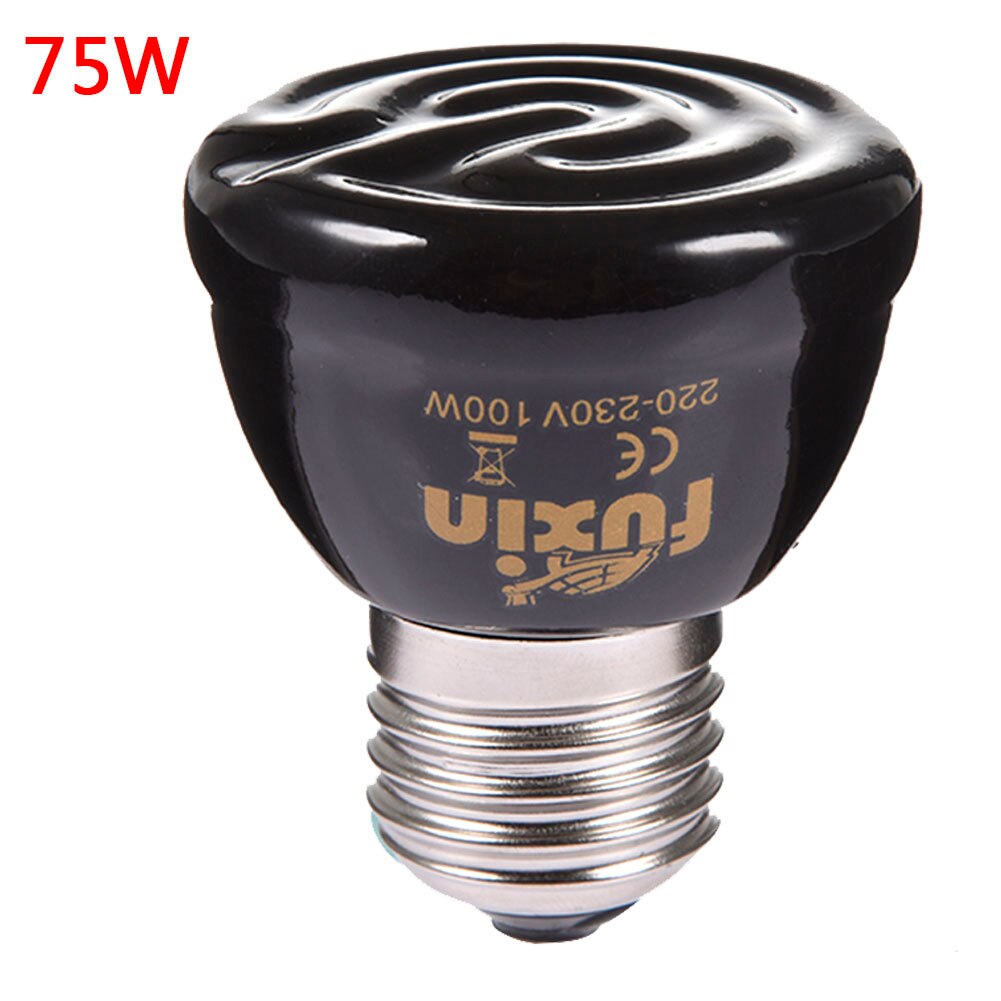 Lámpara de calefacción para mascotas E27, emisor de cerámica infrarroja negra, Bombilla de calor para mascotas, pollos, lámpara para reptiles de 25W, 50W, 75W, 100W, 220-240V: 75W 50X60mm