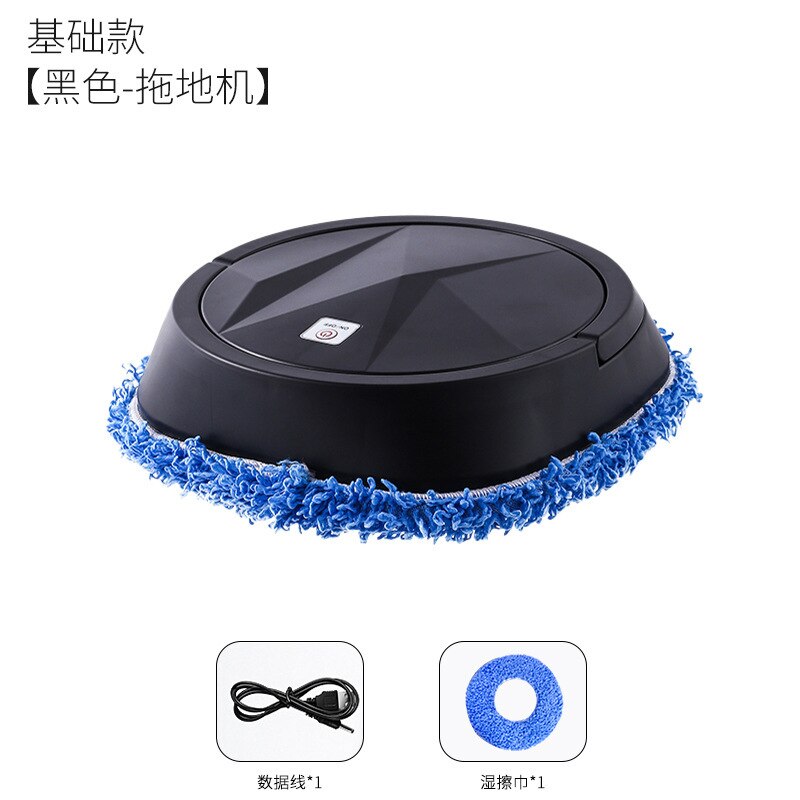 1500 mAh Automatic Home Wet Dry Sweeping Robot Mopping Machine Mop Sweeper Electric Washing Floor Washer Spin Mop Self Cleaning: Basis black