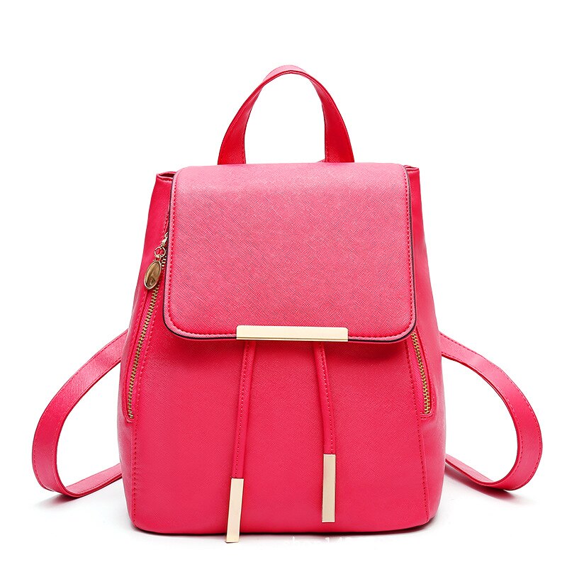 Backpack Women Pu Leather Female Backpacks Teenager School Bags Mochila Feminina Rucksack Mochilas Mujer: Red