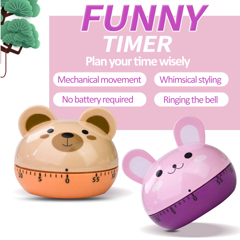 Mechanical Kitchen Timer with Cartoon Animal Pattern, Cooking Alarm Clock, Stimulating Countdown Timer, Conference Room Timer