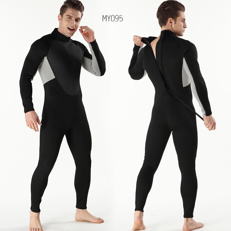 3MM Men&#39;s Neoprene Diving Suit Against Cold Warm Men&#39;s Surf Clothes Diving Suit One Piece Body Suit Full Suit for Swimming: MY095 / XXXL