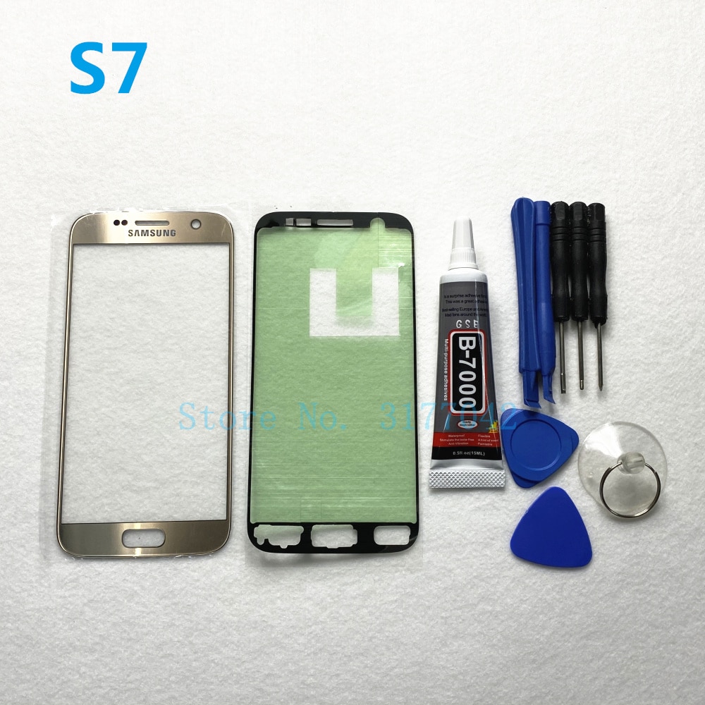 Front Outer Glass Lens Panel replacement For Samsung Galaxy S7 Edge G935 G935F S7 G930 G930F LCD touch screen + B-7000 glue Tool