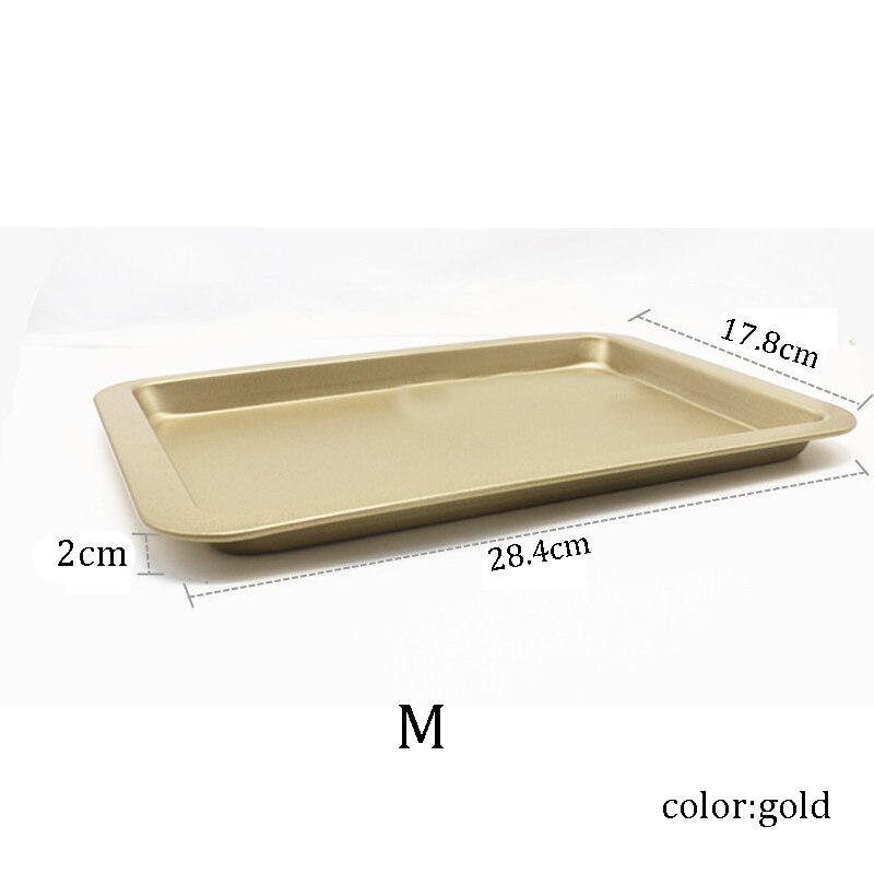 1PC Rectangular Non-stick Bread Cake Baking Tray Baking Tray Oven Rectangular Black Baking Tray Diy Baking for Kitchen ZXH: M Gold