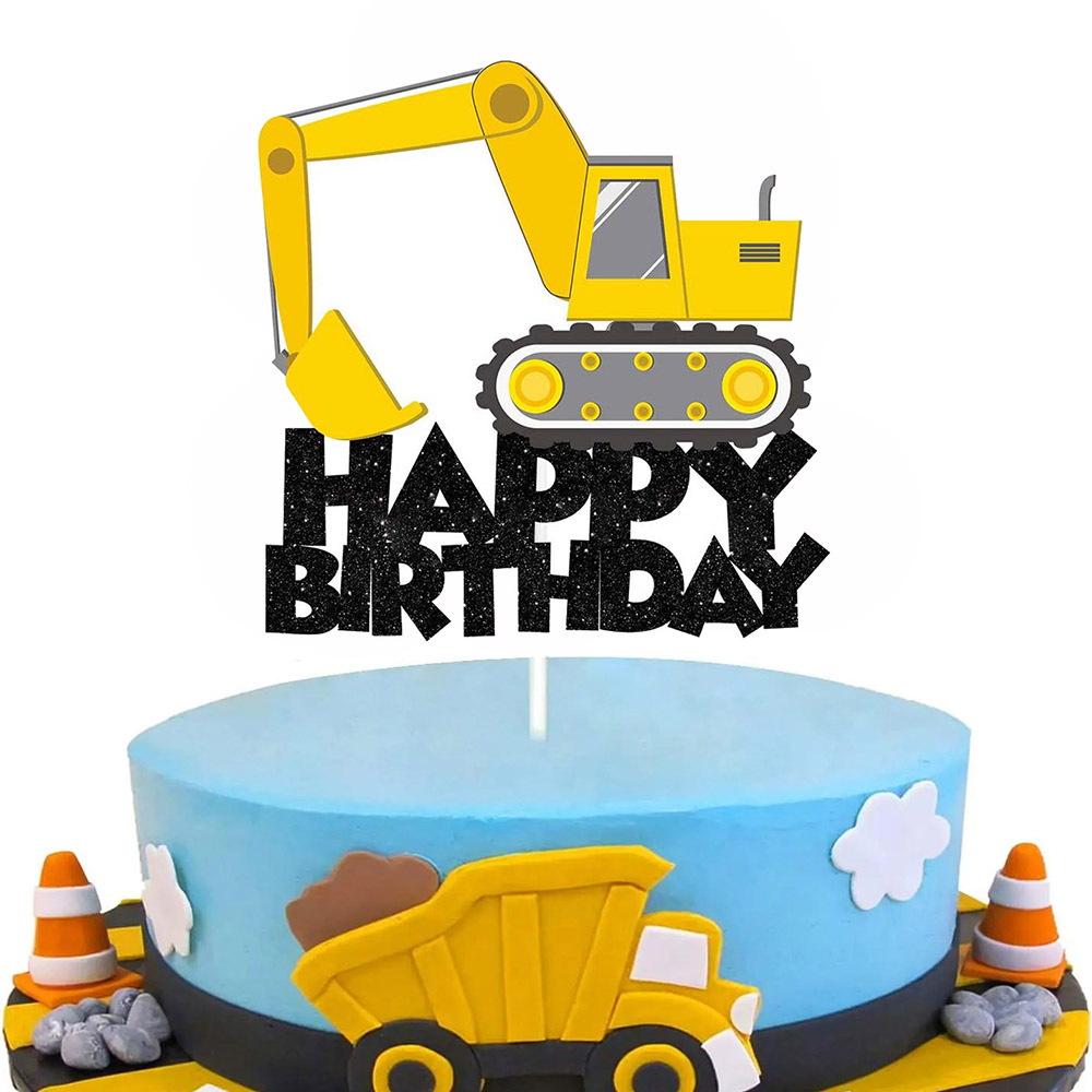 Decoraciones para cupcakes de construcción, camión volquete, excavadora, Tractor, adornos para pasteles para niños, suministros para de cumpleaños