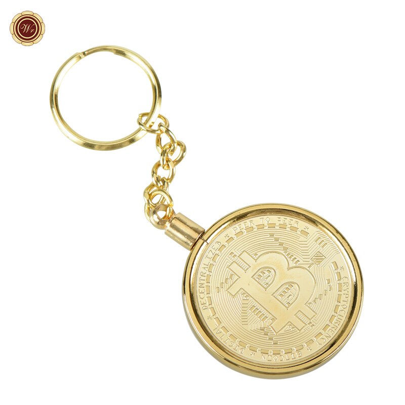 Bitcoin portachiavi morso moneta briscola increspatura Ethereum monete remy placcato in oro sfida portachiavi con monete di crittografia per lui: keychain 16