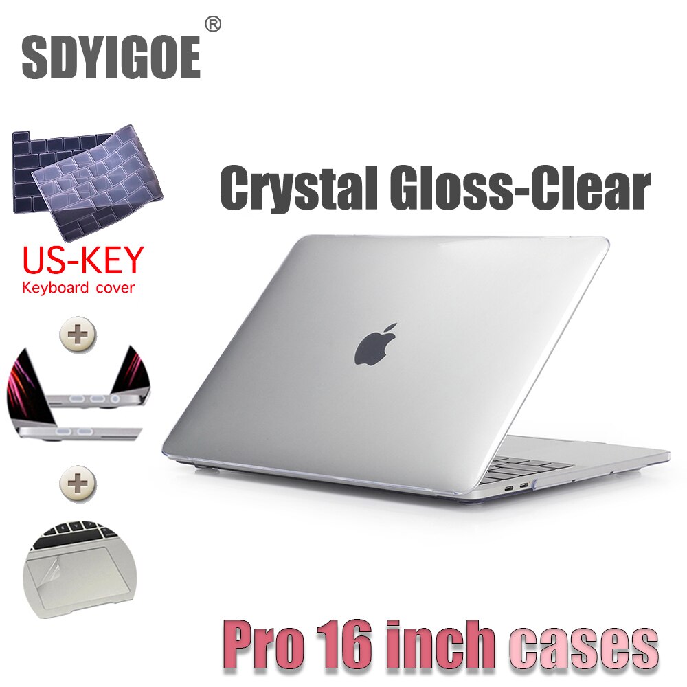 For macbook pro16 cases A2141 Laptop case Crystal notebook protective cover full protection 16 inch Matte clear Hard shell: US-Key Crystal clear