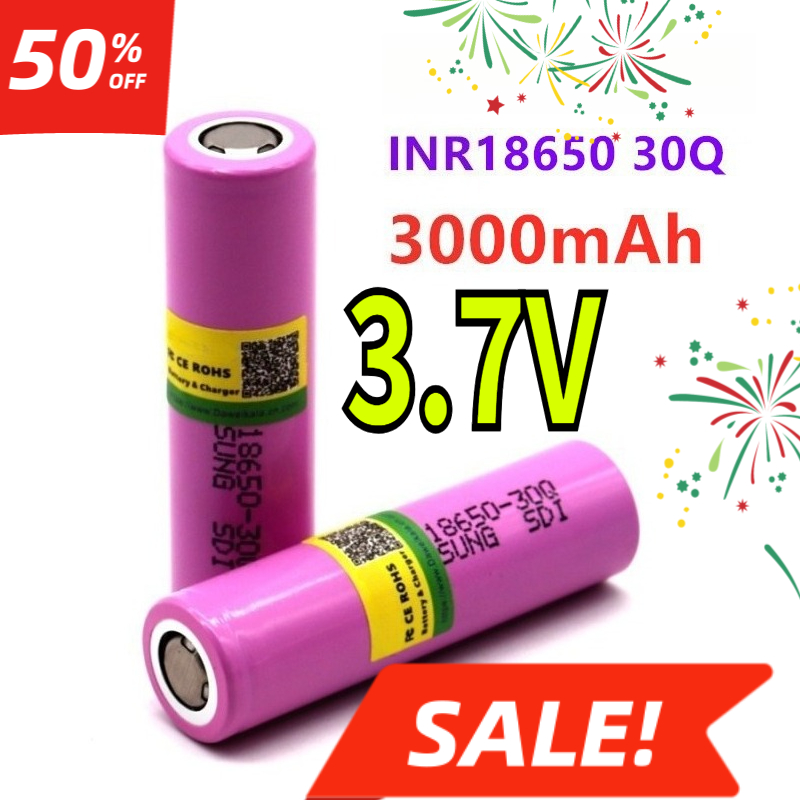 18650 Battery 3.7V 3000mAh 30Q 18650 Rechargeable Battery High-current for Flashlight Batteries for 18650 Battery: 3300 K