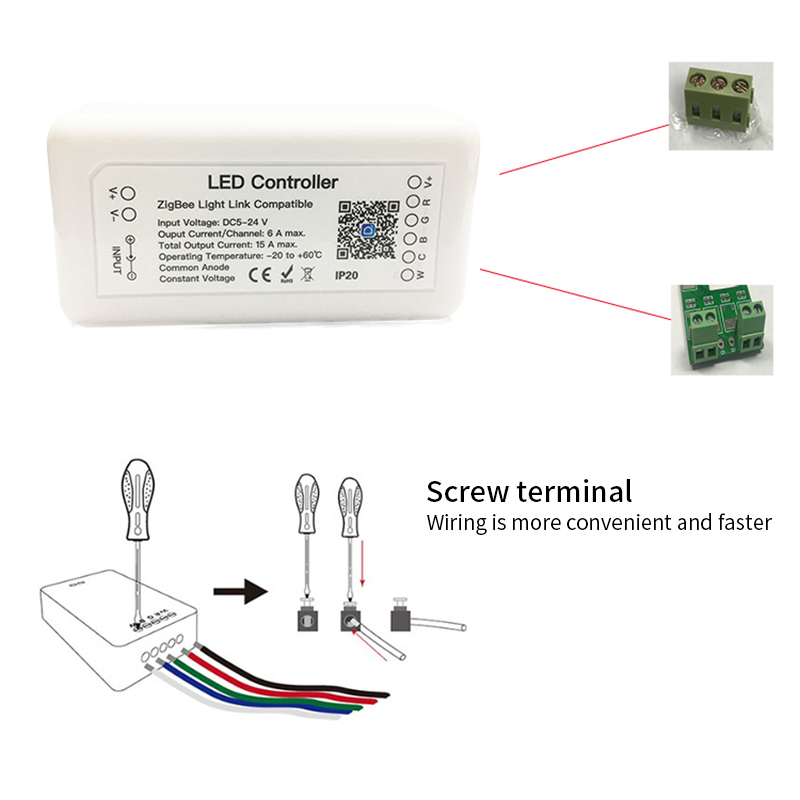 Tuya zigbee 3.0 smart-led-controller rgb+cct 6 -pin-lichtleisten-controller  dc12-24v, kompatibel mit alexa und google assistant
