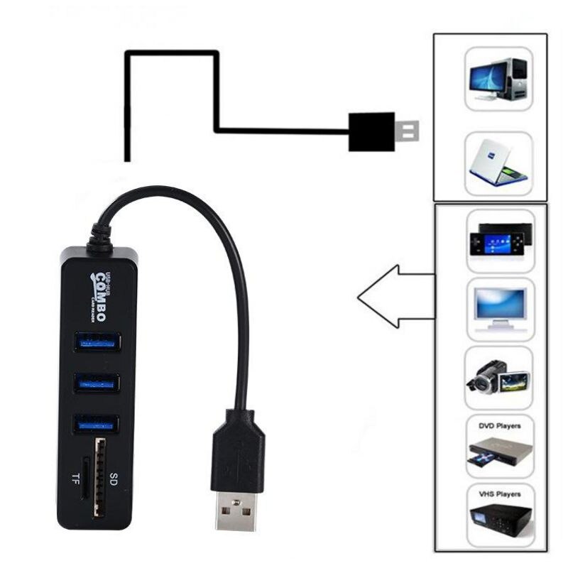 Usb hub 2.0 multi usb 2.0 hub usb splitter høj hastighed 3 /6 porte 2.0 hab tf sd kortlæser alt i en til pc computer tilbehør