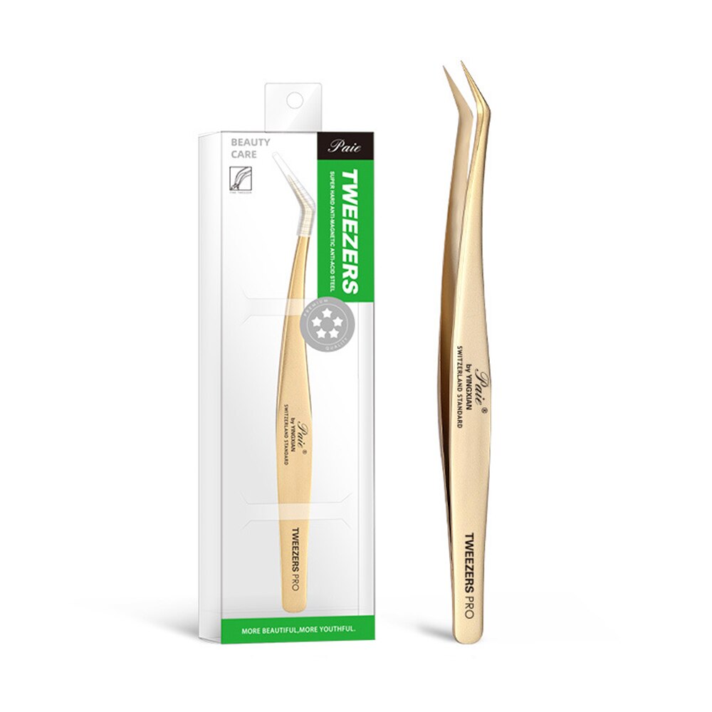 Rvs Wimpers Pincet Professionele Voor Wimpers Extension Gold Decor Anti-Statische Wimper Tweezer Make-Up Tools: Golden 05