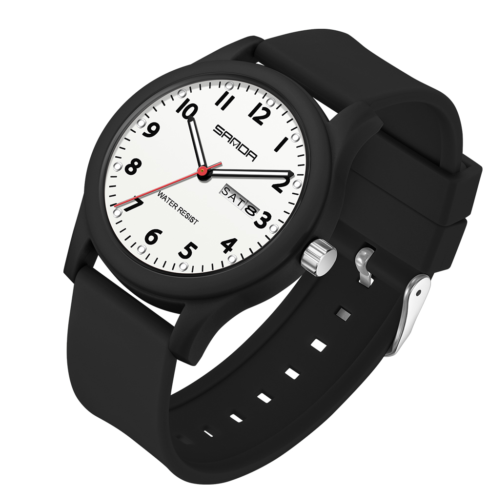 SANDA Herrenuhr, Silikonarmband, modisch, lässig, wasserdicht, leuchtende Uhr, Unisex-Armbanduhr, Datum, Woche, Sport, Herrenuhren: Anderes