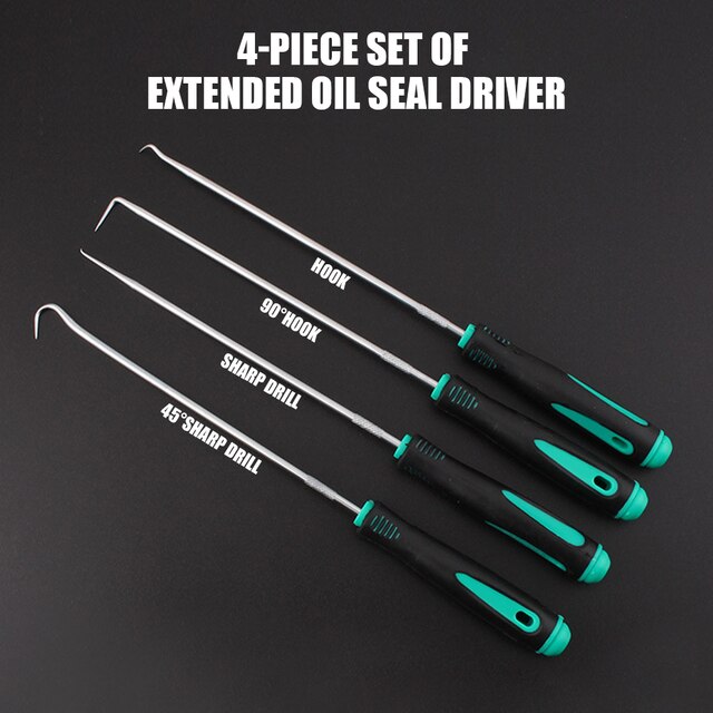 4Pcs Car Oil Seal Screwdrivers O-ring Gasket Puller Remover Pick and Hook Set Auto Repair Tools Accessories 240mm/165mm: 02