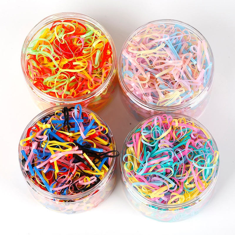 500pcs/bag Child Baby Braider for Hair TPU Disposable Elastics Hair Bands Girls Ponytail Holder Rubber Bands Hair Styling Tool
