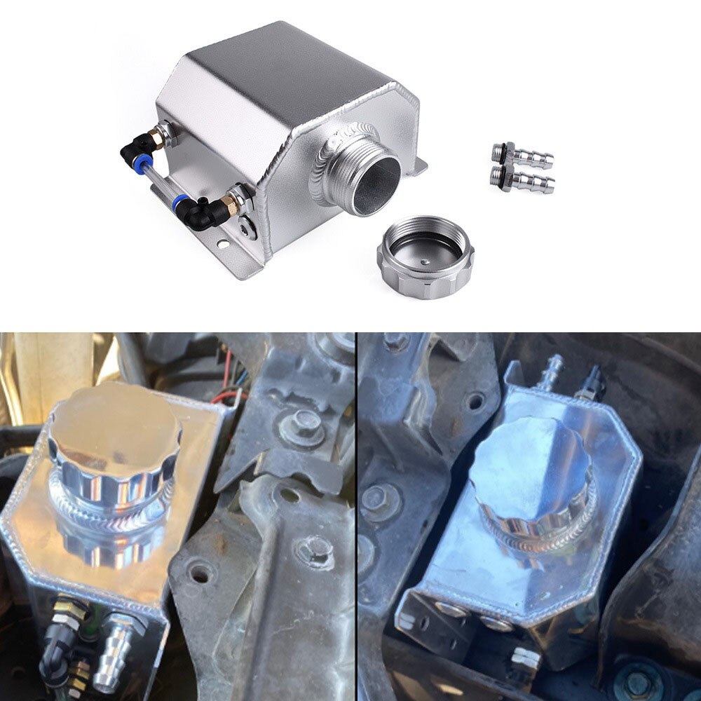 Universal 1l aluminiums oliekande beholderbeholder med afløbsstik udluftning olietank brændstoftank wlr -tk57 biltilbehør