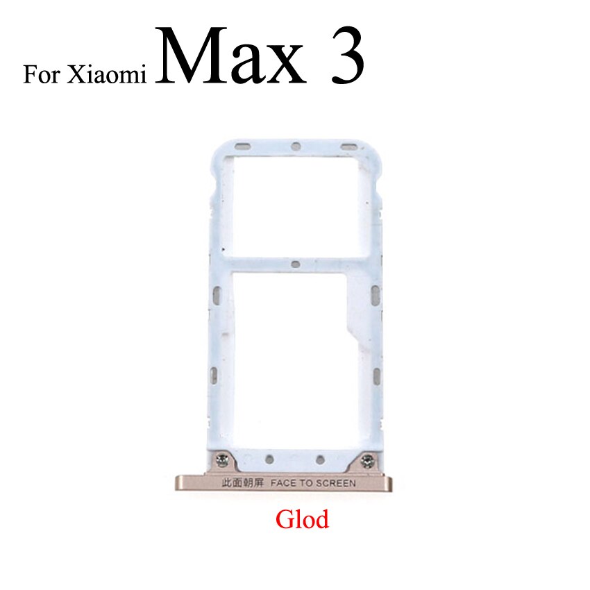 YuXi SIM Card Tray Socket Slot Holder Adapter Spare Parts For Xiaomi Mi Max 2 3 Mix 2S SIM & SIM / TF Card Tray Adapter: Max 3 Gold