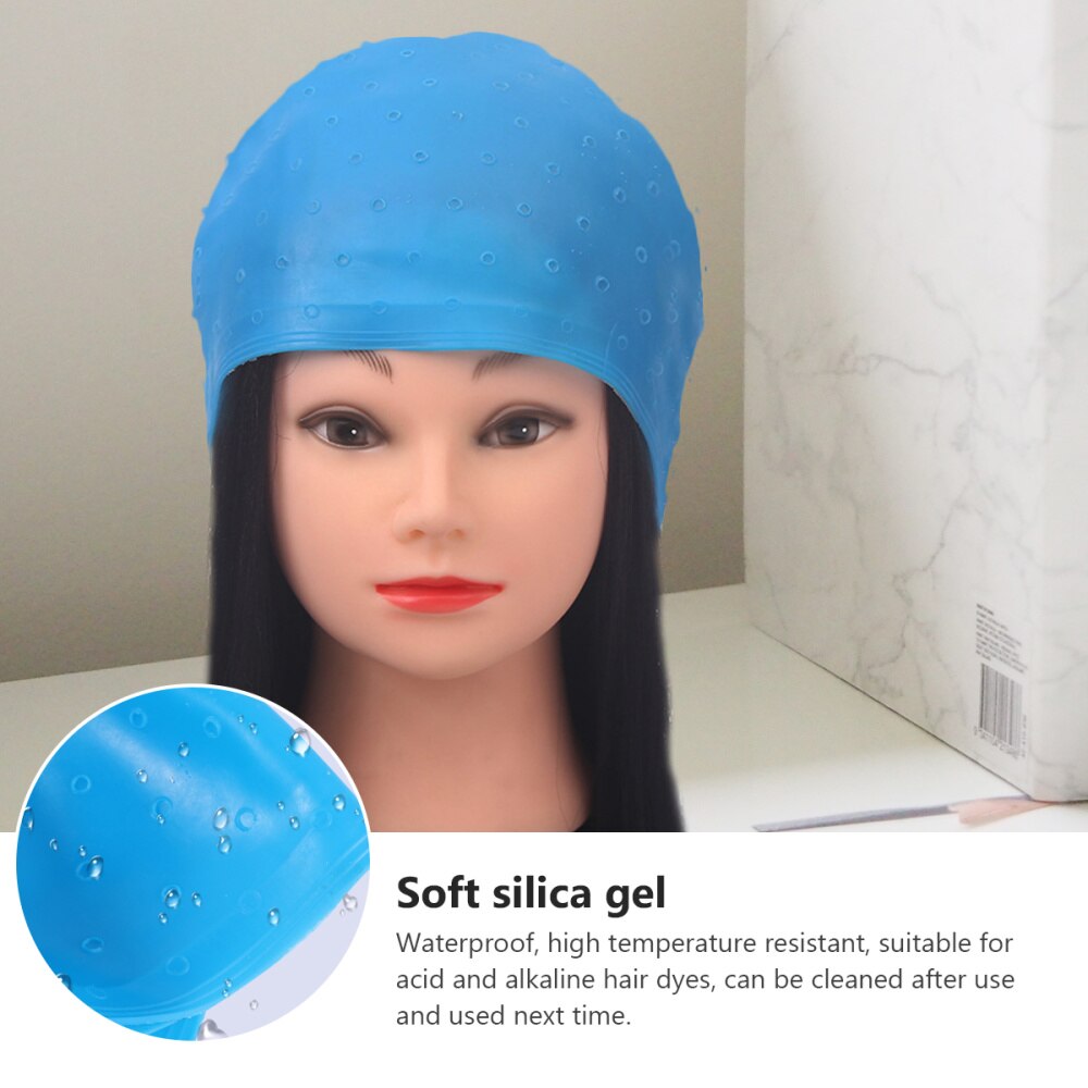 Gorro de silicona para teñir el cabello, gorro reutilizable de silicona suave, herramientas de peinado, gorro para teñir el cabello con aguja
