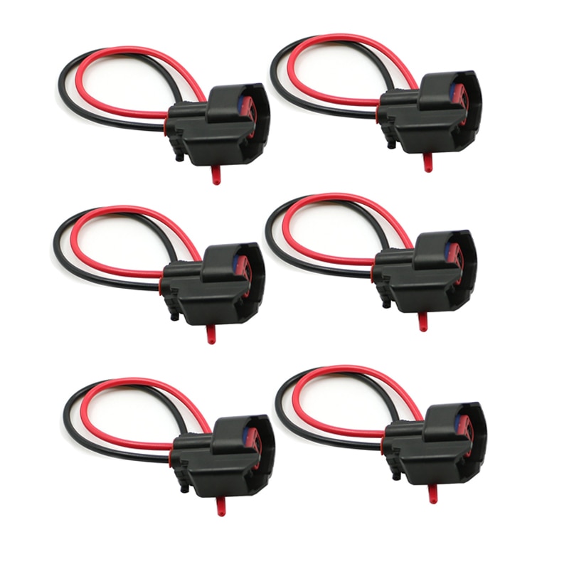 6 Pcs EV6 EV14 Fuel Injector Connector Wiring Plugs Clips Pigtail Cut & Splice Harness cable wire For Dodge LS2 LS3