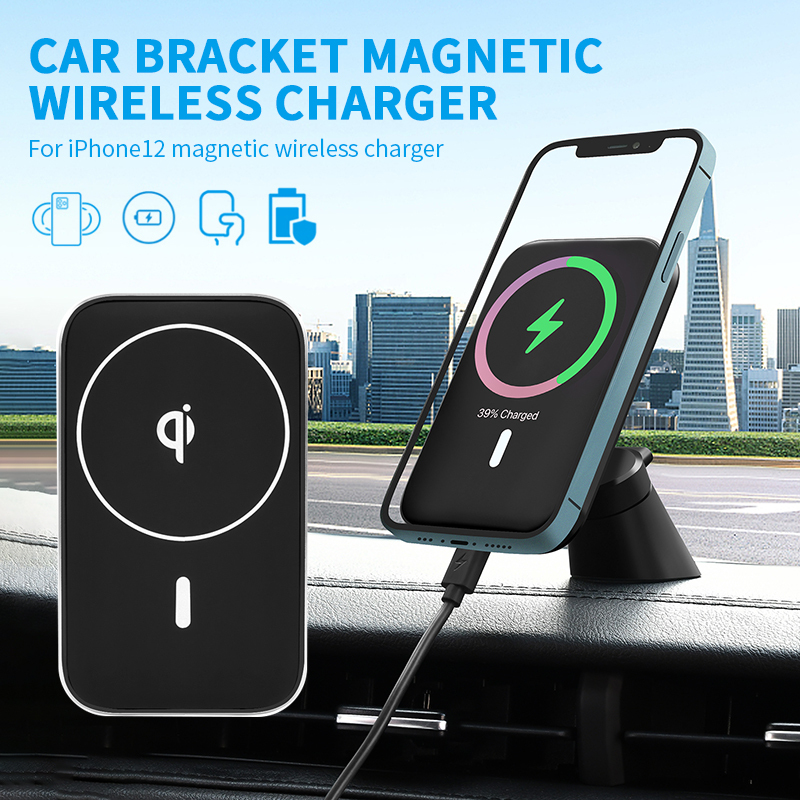 Drahtlose Ladegerät mag Für Sicher Für iPhone 12 13 Profi Max Auto Telefon Halfter Magnetische Ladegerät 15W QI Schnelle Ladung Drahtlose Ladegerät