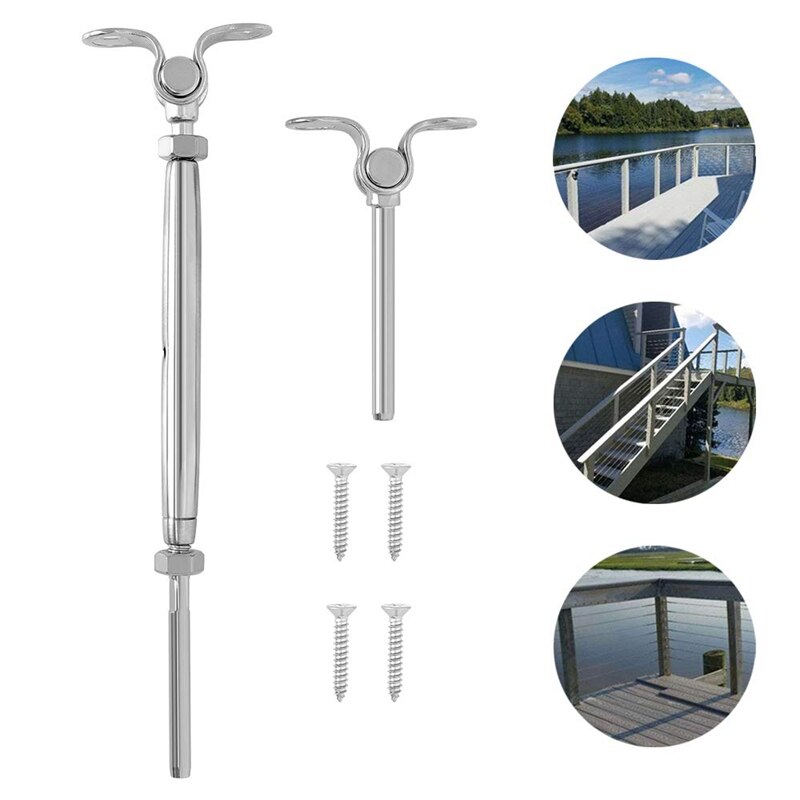 5 Set Of Stainless Steel Deck Toggle Tensioners for 3/16 inch Cable Railing System