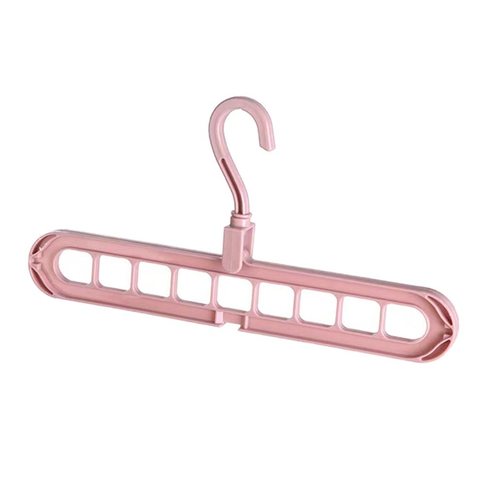9-hole Clothes Hanger 3D Space Saving Magic Clothes Hanger With Hook Cabinet Organizer 360 Rotation Storage: Pink