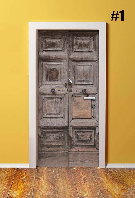 Autocollant pour rénovation rétro de porte en PVC, bricolage rétro, autocollant imperméable pour porte d'entrée, décoration de maison, décalque d'image imprimée: Door XRK1596-01 / 95x215cm