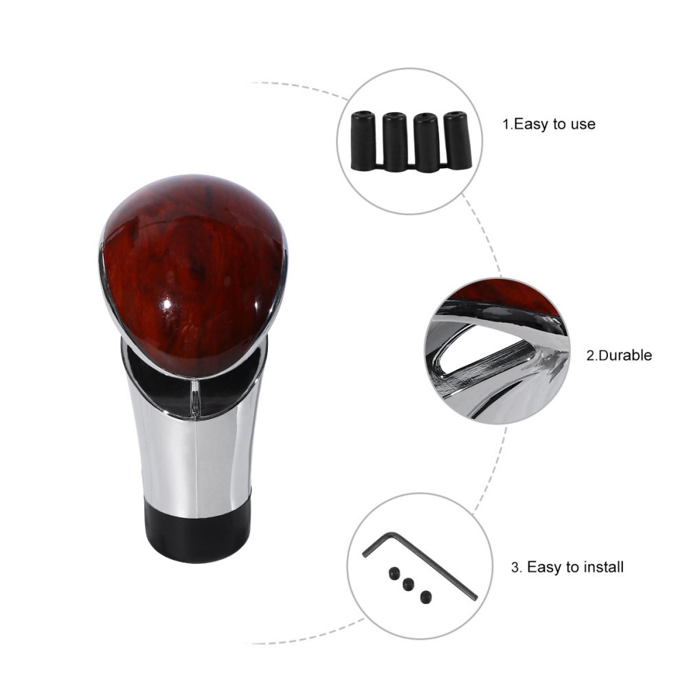 Car Gear Shift Knob Automatic Transmission Shift Lever Knob Automobile Accessories (Carbon Fiber and Silver)