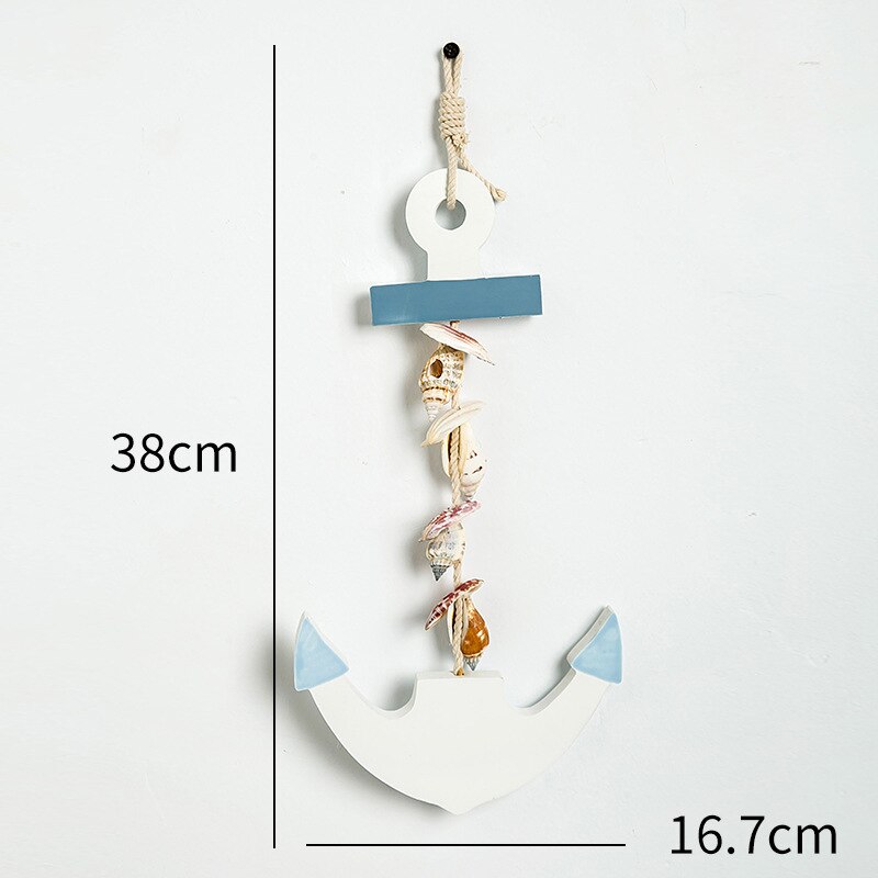 Nautisk trä fisksnöre hänge naturlig sjöstjärna skal ankare delfin fingerling sträng trä kombination hem strand inredning: N02