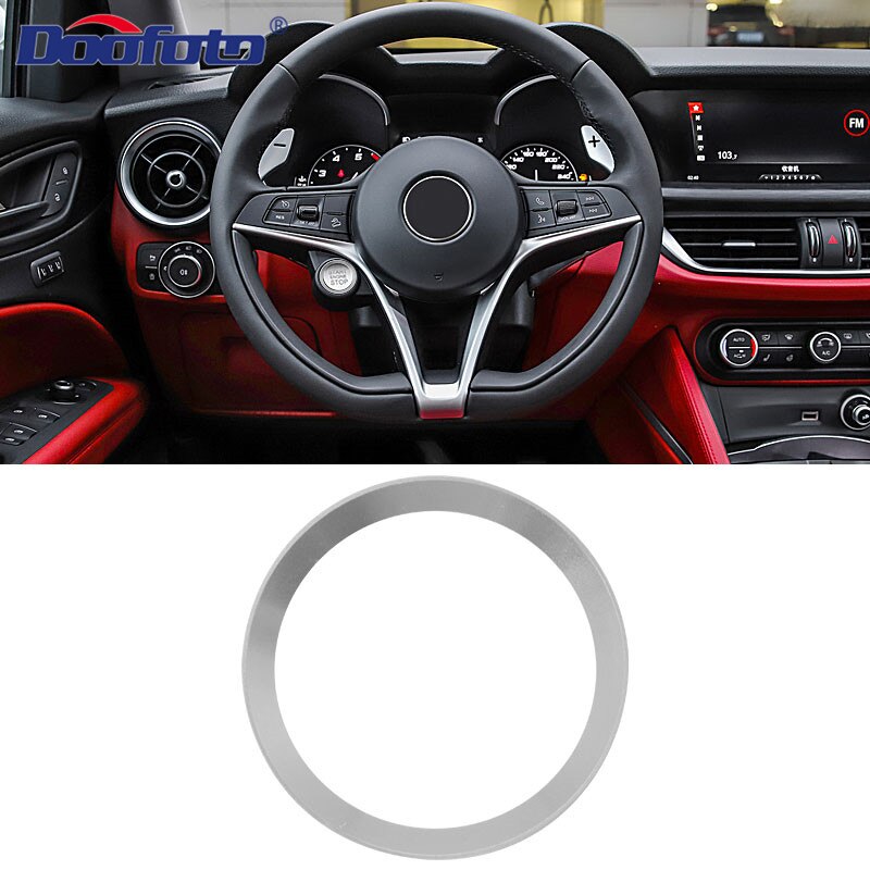 Doofo-cubierta de motor de arranque de coche, accesorios de estilo para Alfa Romeo Giulietta 147 Mito 156 Giulia GT Stelvio Brera: Silver Ring