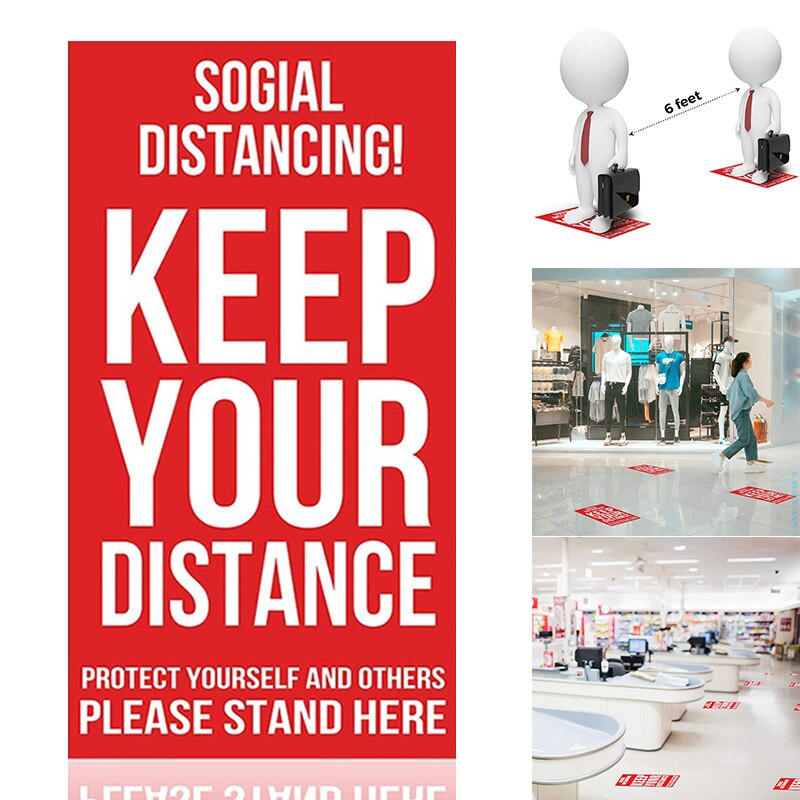 Safety Warning Sticker Keep Your Distance Caution Decal for Public Occassion Market Mall JHP-Best