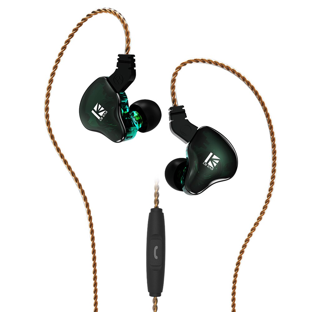 AK KBEAR S1 Bluetooth 5.0 Sports Bluetooth Upgrade Cable Wireless Headset Mate for KBEAR KS2 KB04 KB06 TRI I3: Green with mic