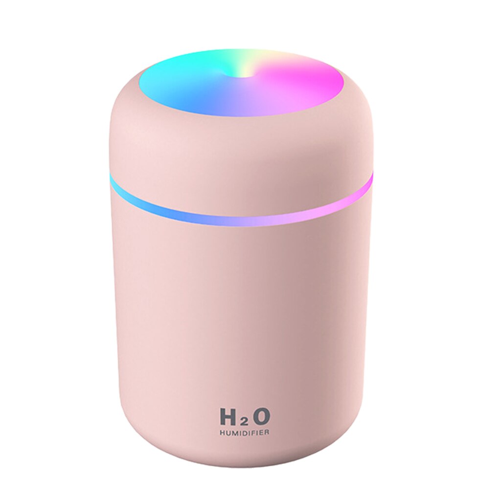 Luftfugter ultralyd aroma æterisk olie diffusor 300ml usb cool tåge maker aromaterapi med farverig lampe til hjemmebil: Lyserød