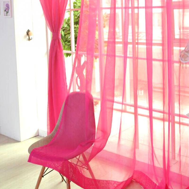 Romantisk soveværelse billig færdig organza barn vinduesgardin til stue bryllup boligindretning: Rose / 2pc 200 x 100cm