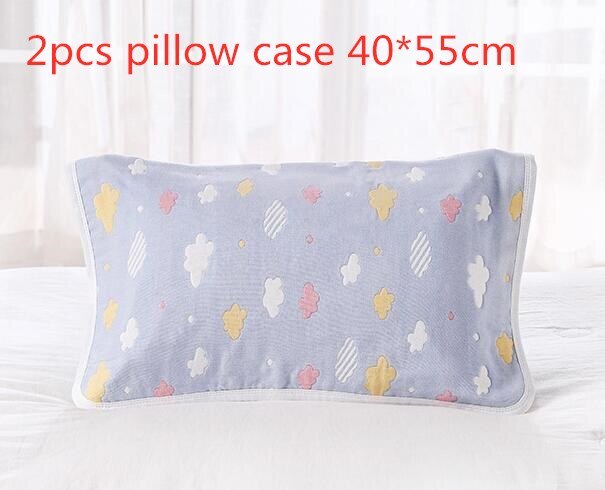 6-layer Gauze Infant Baby Pillow Case Pure Cotton Kids Boys Girls Pillowcase Breathable Children Pillow Cover 2 pieces 40*55cm: C Pillowcase 40x55cm