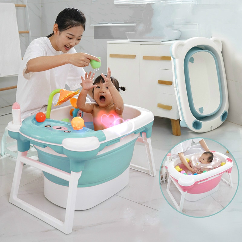 Douche de bébé Portable en Silicone pour enfants, accessoires de baignoire pliables, bassin antidérapant, produits pour -nés
