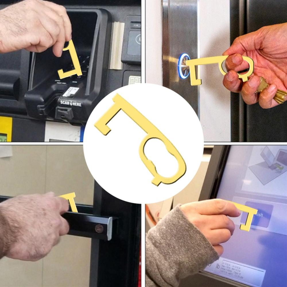 Draagbare Geen Touch Open Deur Druk Lift Hygiëne Aluminium Hand Antimicrobiële Handvat Tool Voor Huishoudelijke Slaapkamer Ornamenten