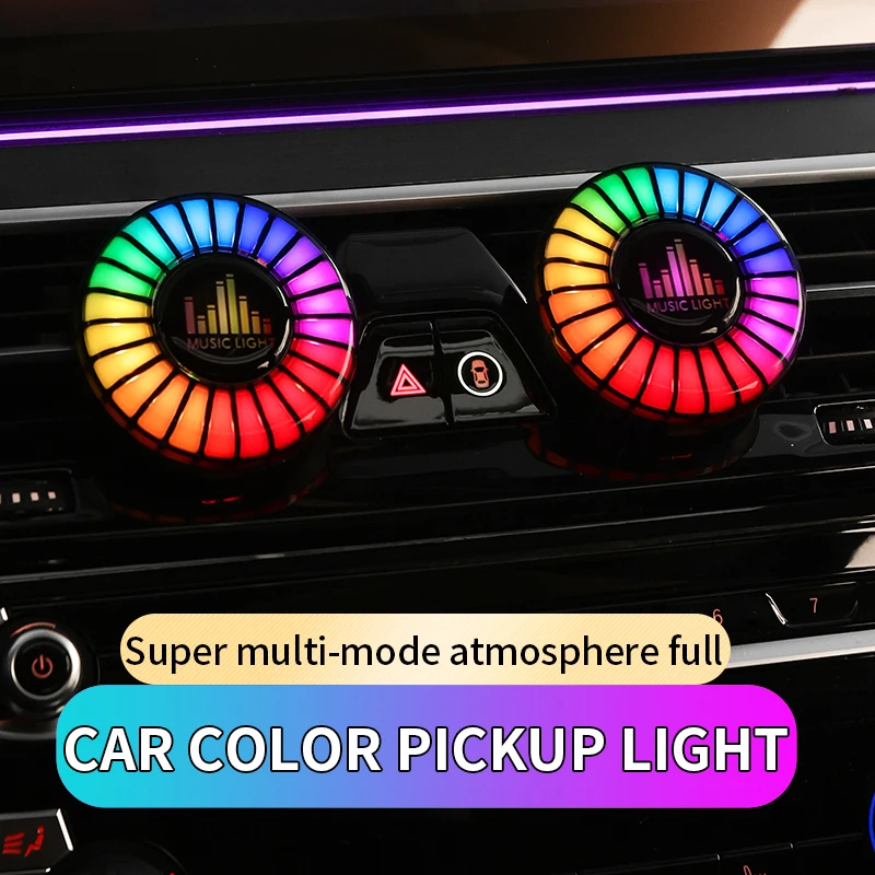 24 LED światło RGB kontrola dźwięku rytm głosu Ambient Pickup lampa dla dyfuzor samochodowy zacisk wentylacyjny odświeżacze powietrza kontrola aplikacji zapachowej