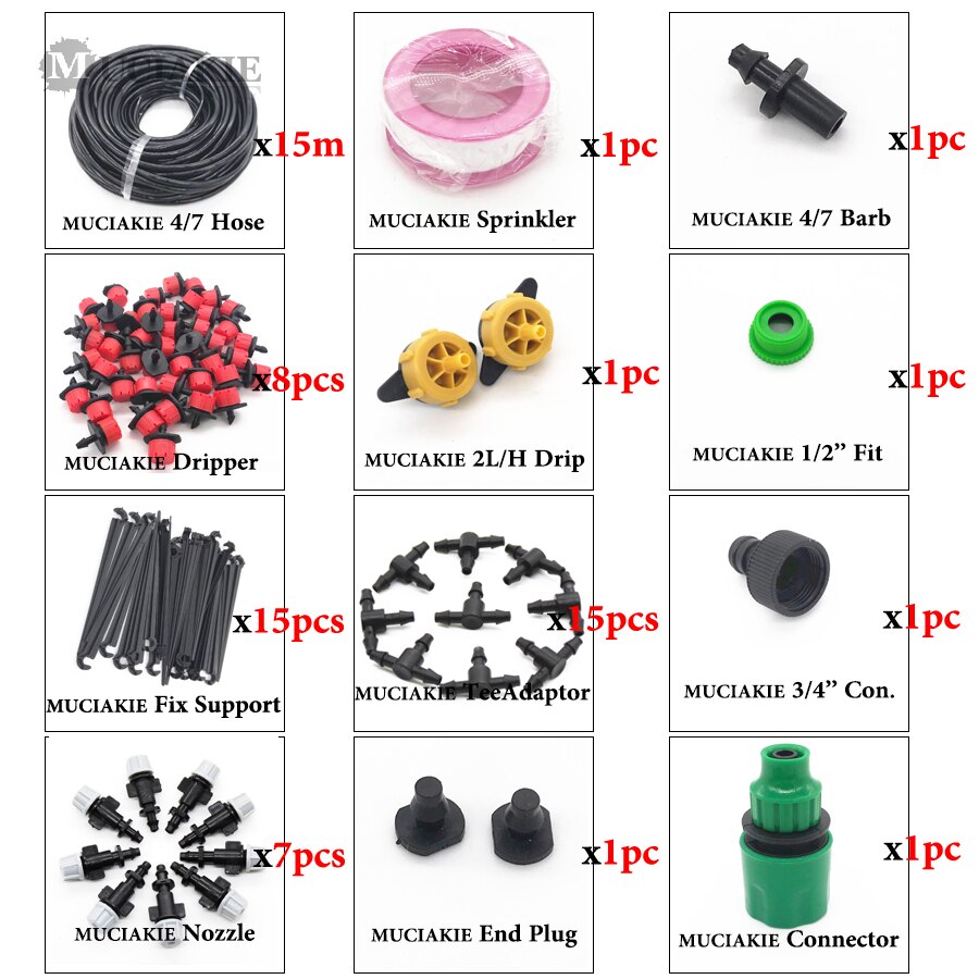 MUCIAKIE 30 M 25 M 20 15 10 M Garten Beschlagen Sprinkler Bewässerung System Bewässerung Bausätze mit Einstellbare Nebel sprühen tropf Stecker: LxAB310CL