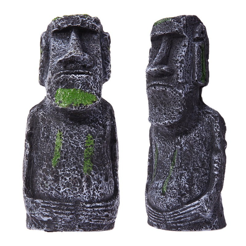 Fish Resin Artificial Aquarium Decoration Easter Island Statue Underwater Landscaping Craft Ornaments For Fish Tank Decor
