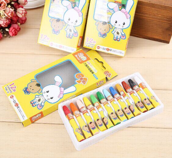 1Set 12Colors Stationery Crayons Non-toxic Crayon Pupils drawing Supplies School Art Supplies Easy to erase kids drawing AKP013