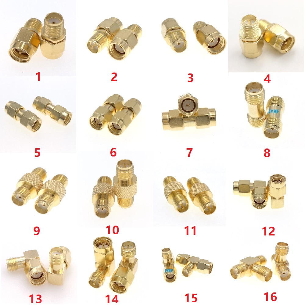 SMA Male Female RF Coaxial Adapter Connector Straight Right Angle T Type Splitter Goldplated