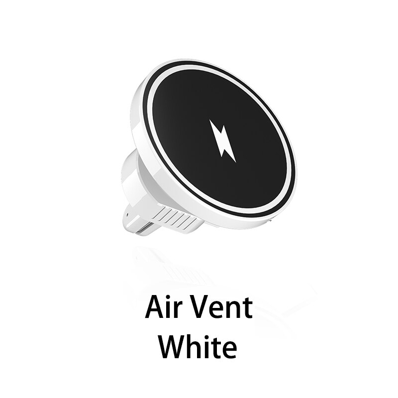 Magnetic wireless car charger mount for iphone 12 mini pro max, macsafe 15w max fast charging air vent mount, mini car phone holder: White air vent
