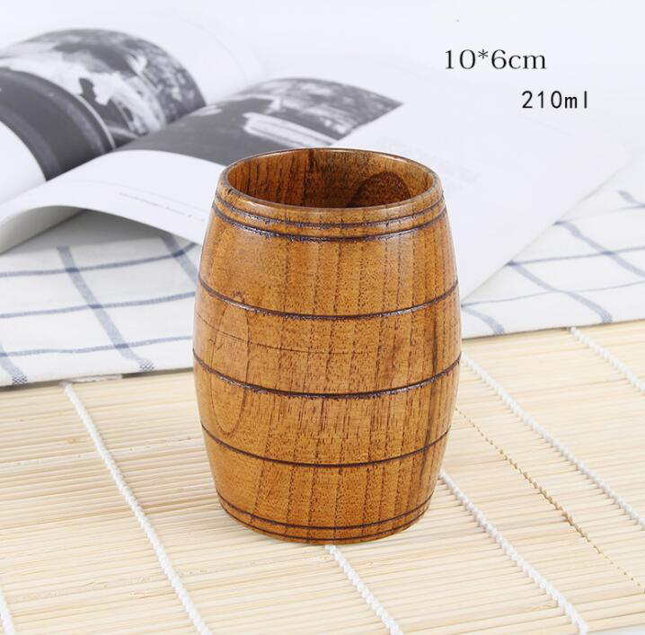 Naturligt trä mugg kaffe vin glas vattenkokare isolering tekopp för familjen te rum bar öl mjölk drinkware: 210ml