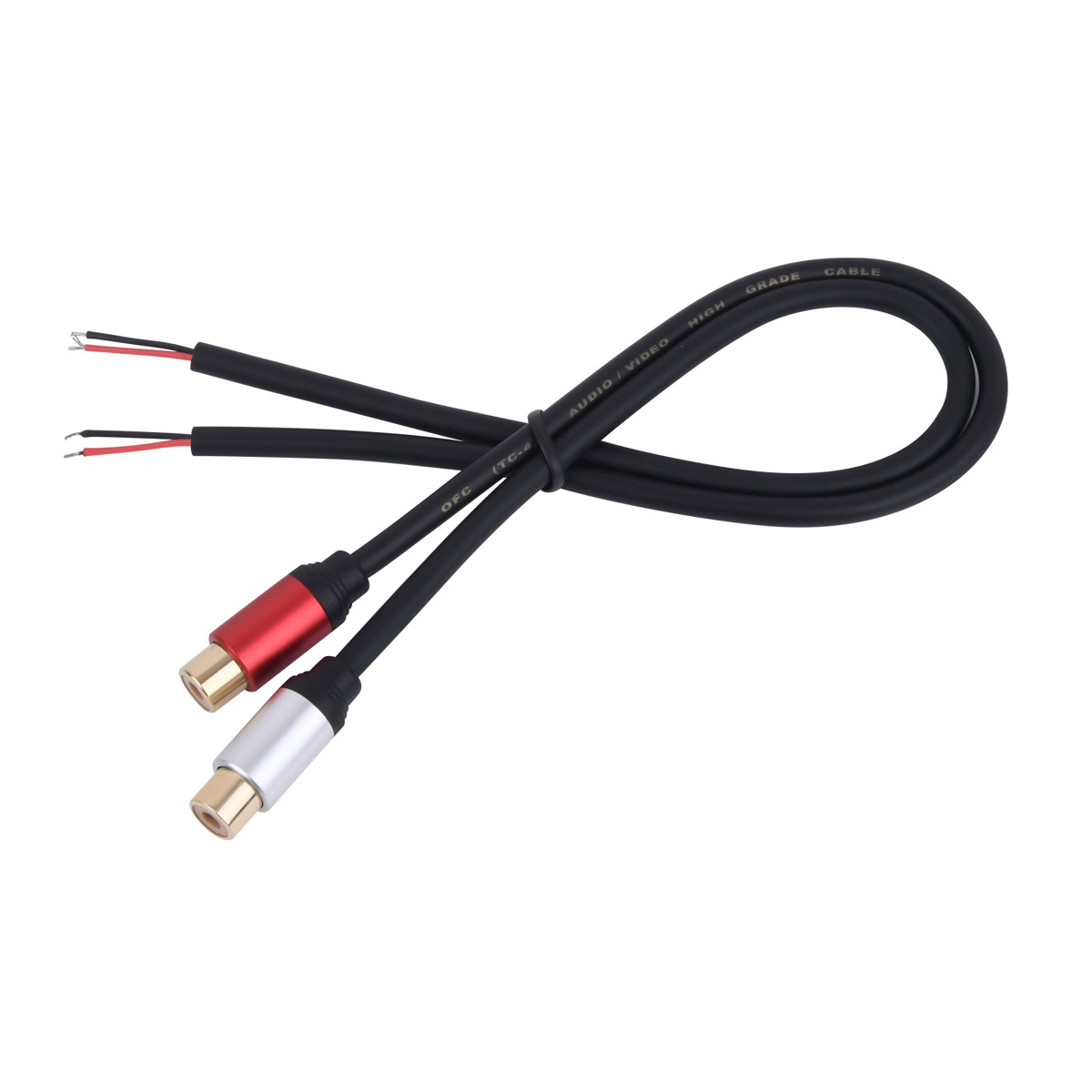 Przewód głośnikowy RCA żeński Adapter wtyczki Złącze do gołego przewodu Otwarty koniec Kabel audio do wzmacniacza Odbiornik audio-wideo Głośniki: Default Title