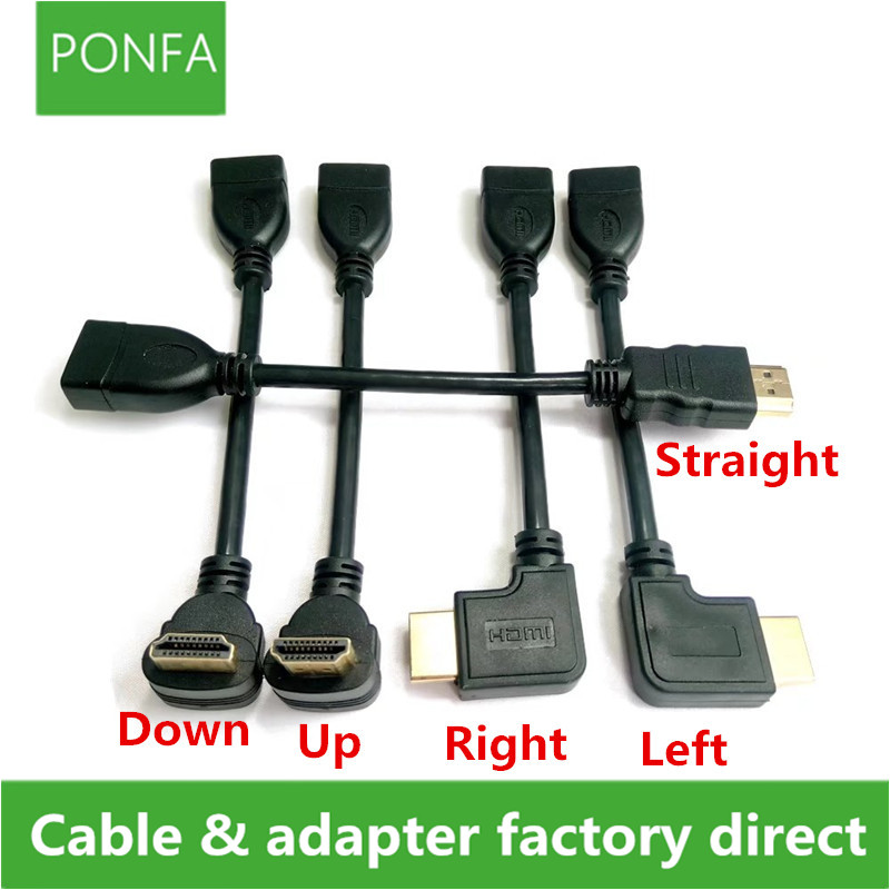 0.1M 10CM Up & Down & Right & Left Angle HDMI 1.4 A type Male to Female 1.4v Extension connector adapter cable hdmi v1.4 Angled