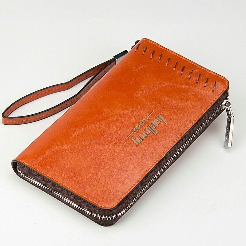 Baellerry sac à main hommes portefeuille longue grande capacité en cuir portefeuilles pour marron pochette fermeture éclair portefeuille sacs sacs à main