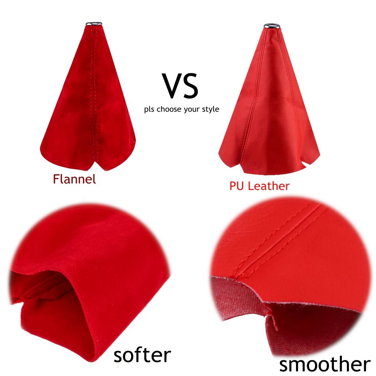 Universal PU Leather / Flannel Gear Shift Collars Car Hyper Fabric Gear Shift Knob Lever Stick Collar Gaiter Boot Cover