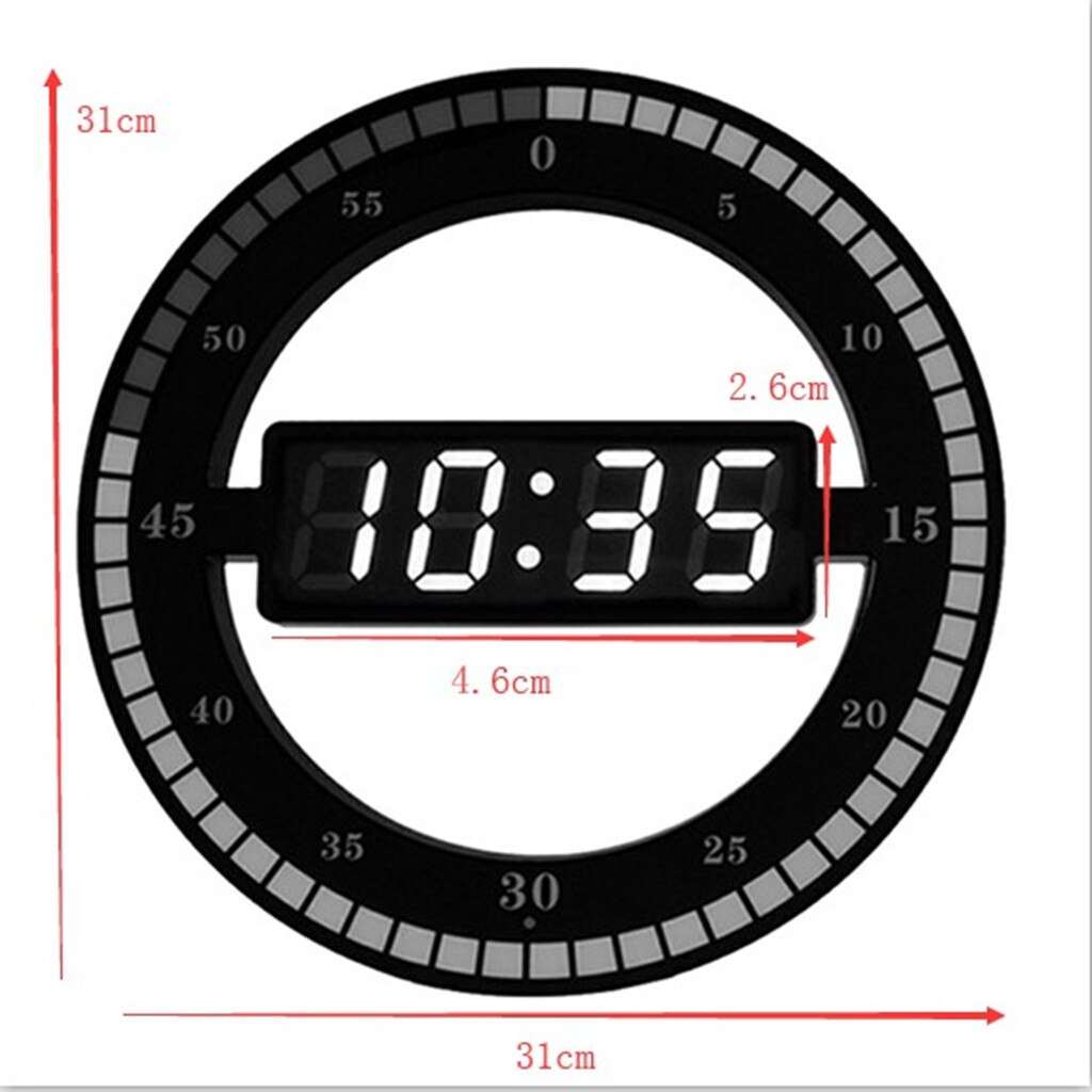 Electric Digital Hanging Wall Clock LED Display Clock Adjust Brightness Desktop Table Clock EU Plug